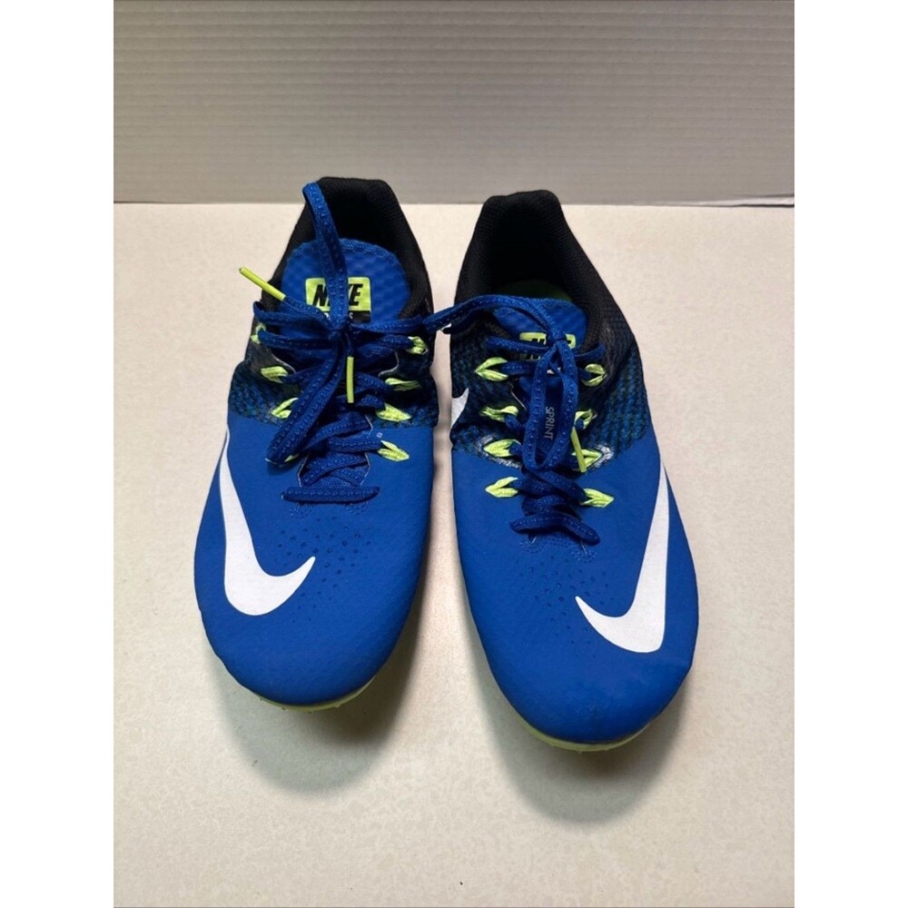 Nike Mens Size 9.5 Blue Track Sprint Spikes Zoom Rival Shoes with Carry Bag